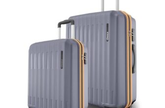 Safari Genius Alley Set of 2 (Cabin + Medium) Trolley Bags Hard Case Polypropylene, 4 Spinner Wheels, 360 Degree Wheeling Luggage, Suitcase for Travel, Trolley Bags for Travel, Flintstone