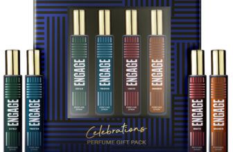 Engage Gift Set Celebrations Perfume Spray, Long Lasting Wedding Hamper by ITC (25mlx4) Perfume  –  100 ml(For Men)