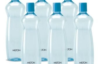 MILTON Pacific Pack of 6 Water Bottles, 1 Litre Each, Reusable Plastic Fridge Bottle Set, BPA Free and Leak Proof Bottles for Travel, Work, Blue