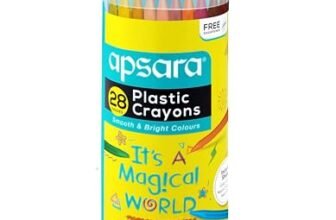 Apsara Plastic Crayons-28 Shades,Smooth & Bright Colours,Better Grip,Non-Messy,Erasable,Sharpenable,Free Sharpner,1 Pc Pack,Ink Color-Multicolor