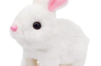 Aqify Hopping Walking Bunny Toy with Sounds, Jumping Rabbit Wiggling Ears, Twitching Mouth and Nose, Educational Interactive Bunny Rabbit Toy for Baby Kids