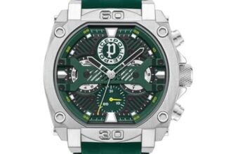Police Green Dial Multifunction Silicone Strap Watch for Men