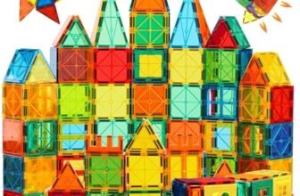 DIMAZO 100 Pieces Magnetic Tiles Magnet for Girls Boys Sensory Magnetic Blocks Building Toys for Kids Preschool Learning Montessori Toy for 3 Year Old Toddler Age 3 to 8 (Multi 100 Magnetic Tiles)