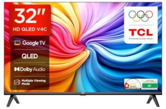 TCL 80 cms (32 inches) HD Ready Smart QLED Google TV | Dolby Audio | HDR 10 | Metallic Bezel-Less | Multiple Viewing Mode | 32V4C