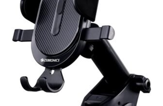 ZEBRONICS CMH100 Car Mobile Holder for Windshield, Dashboard and Other Suitable Surfaces, Strong Suction Cup, 360° Rotatable, Devices Upto 6.8 inch, One Click Quick Release