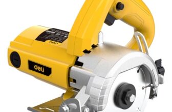 Deli DL-YS110-E1 1250W Electric Marble Cutter 13500RPM High-Speed 0-45° Adjustable Bevel Cutting Angle 33mm Cutting Depth 110mm Blade Size Safe & Precise for Professional Use (Pack of 1, Yellow)