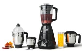 Prestige Iris 750 Watt Mixer Grinder with 4 Jars (3 Stainless Steel + 1 Juicer) | Super Efficient SS Blades | Black | 2Y Warranty | ISI Certified