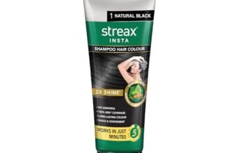 Streax Shampoo Hair Colour, 60 ml – Natural Black, Easy DIY- Squeeze Pack
