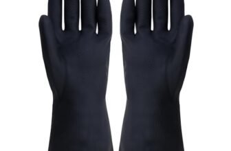 Robustt Heavy Duty Rubber Hand gloves – 1 Pair (Free Size, Black) for Dishwashing, gardening, kitchen cleaning