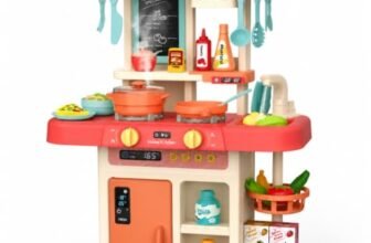 MiniExplorer Kitchen Set for Kids, Big Kitchen Playset with Sound & Light and Cooking Stove,44 Pcs Toy Kitchen Accessories with Running Water, Pretend Play Cooking Set for Girls Boys Ages 3+