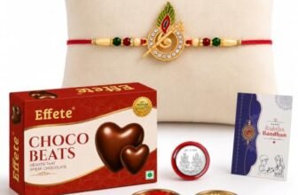 Oblivion Designer Murli Flute Rakhi for Brother with Choco Beats Chocolate 32gm, Pooja Coin, Roli Chawal & Card | Rakhi with Chocolate Combo for Raksha Bandhan