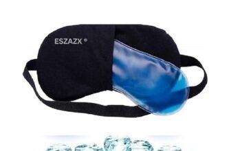 ESZAZX Satin Sleep Eye Mask with Cooling Gel for Men & Women, Black