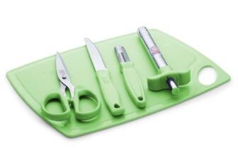 Anjali 5-Piece Kitchen Tool Set – 1 Chopping Board, 1 Knife, 1 Peeler, 1 Scissor, 1 Lighter – Essential Cooking & Food Prep Accessories for Home