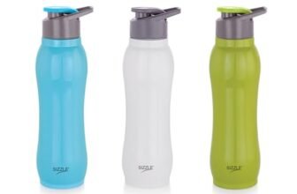 Sizzle Sports Stainless Steel Water Bottle 750 ML – Lightweight Leakproof Water Bottle with Flip Lid | Blue, Green, White – PACK OF 3