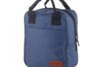 ATTRO Carry Mate Insulated Lunch Bag 7.5 Liter, Spacious Stylish Lunch Carry Bag with Easy-to-Carry Handles for Kids, School, Office, Travel & Picnic Use – Blue