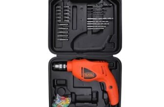 BLACK+DECKER HD400K50 550W 10mm Corded Non-Reversible Impact Drill Machine Kit for Home & DIY Use (50 Accessories Kitbox) for drilling Wood, Metal & Concrete, 1 Year Warranty, ORANGE & BLACK