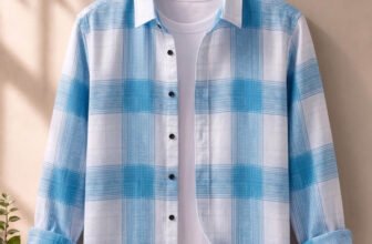 ZONANZA Men Checkered Casual White, Blue Shirt