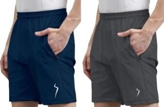 Pack of 2 Men’s Solid Sports Shorts | Regular Fit Gym Running Casual Half Pants BLU-Gry 26