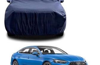 Sulfar 100% Water Resistant Car Body Cover Compatible with Mirror for Audi RS5 (Triple Stitched, Full Bottom Elastic, Navy Blue)