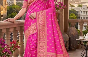 Fashion Almari Printed Banarasi Art Silk Saree(Pink)