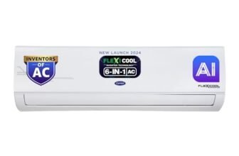 Carrier 2 Ton 5 Star AI Flexicool Inverter Split AC (Copper, Convertible 6-in-1 Cooling,Dual Filtration, Auto Cleanser, ESTER Exi, CAI24ES5R34F0,White)