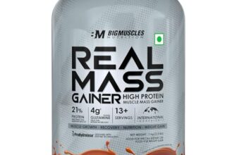 Bigmuscles Nutrition Real Mass Gainer [ Rich Chocolate]|Lean Whey Protein Muscle Mass Gainer|Complex Carbohydrates,|1000 Calories|Reduces Muscle Breakdown|Boosts Metabolism, 1 count, 1000 grams