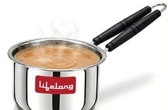 Lifelong Stainless Steel Heavy Bottom Saucepan | 1.5liter, 17cm Saucepan with Handle | Milk & Tea Boiling Pot for Kitchen | Induction & Gas Stove Compatible | Durable and Easy to Clean (LLSSP17)