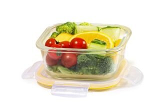 CELLO Fit & Fresh Square Lunch Box Container For Daily Use 320 ml, Clear | Microwave & Fridge Safe Toughened Glass Airtight Leakproof Food Storage Tiffin Box Container For Kitchen, Travel & Office Use