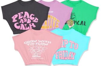 T2F Girls Cotton Printed Oversized Fit Crop Top (Pack of 5)