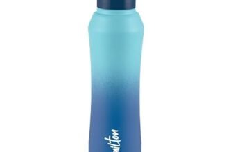 MILTON Comet 1000 ISI Certified Stainless Steel Water Bottle I Leak Proof I Rust proof I Single Walled I Ideal for Office, School, Home, Gym, 1000 ml, Light Blue & Dark Blue