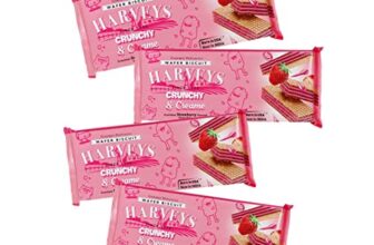 Harveys Crunchy & Creame Premium Strawberry Wafer Biscuits | Pack of 4 | 150g x 4 | Strawberry Flavoured Crunchy, Creamy & Healthy Wafers