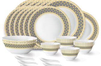 Larah by Borosil Regal Fluted Series Opalware Dinner Set | 33 Pieces for Family of 6 | Microwave & Dishwasher Safe | Bone-Ash Free | Crockery Set for Dining & Gifting | Plates & Bowls | White