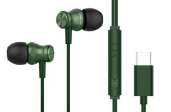 HAMMER Nova in Ear C Type Earphones Wired with Mic,13mm Driver, in-line Control, Metallic Built, Powerful Bass, Comfortable & Lightweight (Green)