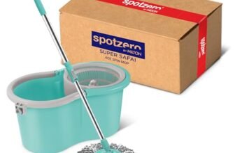 Spotzero by Milton Ace Spin Mop, Pocha for Floor Cleaning Mop with Bucket and Mopping System 360° Flexible, Big Size, 8 Litre, Aqua Green