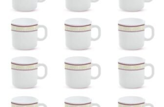 Larah by BOROSIL Elega Opalware Mug, Set of 12 Tea/Coffee Mugs, 180 ml Each, Microwave & Dishwasher Safe, Bone-Ash Free, Crockery Set Ideal for Daily Use & Gifting, White