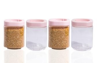 Steelo Stack & Lock Plastic Kitchen Storage Square Container Set – Air Tight, Fridge safe, US FDA Approved, PET Food Grade Heavy Duty Material, BPA Free (Clear, 750 ml, Pack of 4)