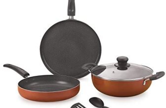Nirlon Brownie Granite 7-Piece Aluminum Non Stick Cookware Combo Gift Set (Compatible with Gas & stovetops)