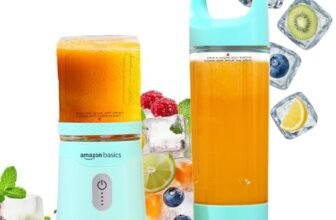 Amazon Basics Portable Blender | 350/500 ml Jar | USB Charging | Battery Operated and Rechargeable | 6 Stainless Steel Blades | 2×2000 mAh Batteries | 1 Year Warranty