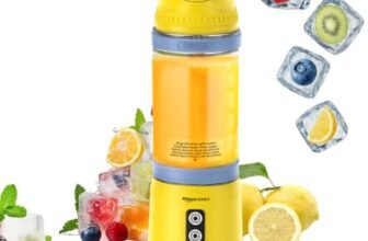 Amazon Basics Portable Blender for Juices, Smoothies and Shakes | 700 ml Convertible Jar | Dual Mode | LED Lights | Waterproof | 3×1600 mAh Batteries | 1 year Warranty