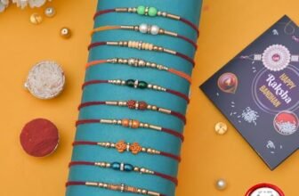 TECHBASICS Combo of 10 Dora Rakhi Set for Brother, Bhaiya, Bhabhi for Rakhi/Rakshabandhan with Roli Chawal & Greeting Card | Premium Rakhi Hamper RKHMPR52