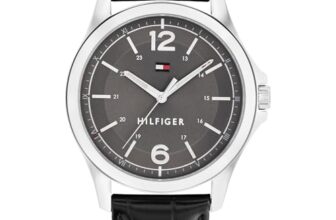 Tommy Hilfiger Analog Grey Dial Leather Strap Watch for Men