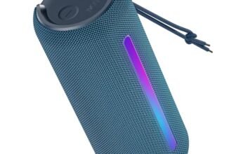 boAt Stone Spinx Pro Bluetooth Speaker with 20 W RMS Sound, Up to 8 hrs of Playtime, BTv5.0, Built-in Mic, RGB LEDs, TWS Feature, TF Card, AUX Port & USB Type-C Port(Tropical Blue)