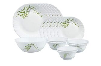 Larah by Borosil Erba Opalware Dinner Set, 19 Pieces, White