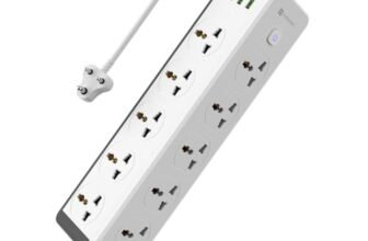 Portronics Power Plate 14 Extension Board with 10 Universal Sockets, 25W Type-C PD, 3 USB Charging Ports, 3 Meter Long Cord, 2500 Watts, 2.1 Amp USB Output, Multi Plug for Home Appliances (White)