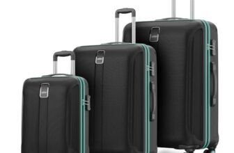 Safari Medium Thorium Neo 8 Wheels 55,66 and 77 Cm Small, and Large 4 Wheel Inline 3 Trolley Bags Hardshell Case Polycarbonate 360 Degree Wheeling System,Black