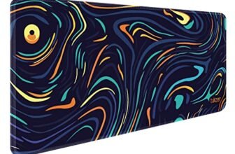 Tukzer Retro Extended Gaming Mouse Pad, High-Speed Mouse Tracking & Control | Stitched Edges, Non-Slip Rubber Base| for Computer Laptop Keyboard Office Home (795mm x 298mm x 3.45mm, Color Waves)