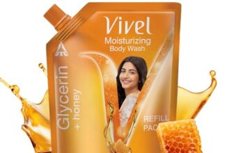 Vivel Moisturizing Body Wash, Glycerin & Honey Shower Gel, 1300 ml Supersaver XL Refill Pouch, For Soft, Glowing Skin, Mild and Pure Bodywash, For Women & Men