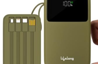 Lifelong Electronics 20000mAh 22.5W Fast Charging Power Bank | 3 Inputs (1 Built-in USB A Cable + 1 C + 1 Lightning Port) & 6 Outputs (3 Built-in Cables + 1 C + 2 A Port) | Small Pocket Size Powerbank