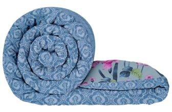 MollisHomes Double Bed Comforter Blankets for Winter | Microfiber | 180GSM 220×250 cm | Light Blue & Pink & Houndstooth Pattern | Bedding Blanket for Winter Double Size | Dohar | Quilt | Duvet