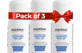 Aqueria Pack of 3 Underarm Brightening Roll-On for Men & Women | Lactic Acid, Fermented Rice Water & Glycerine | Helps Reduce Dark Underarms, Pigmentation & Uneven Skin Tone | Controls Body Odour | Fresh Fragrance | (50ml x 3)